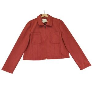 BAGATELLE Women's Rust Red Faux‎ Suede Zip Front Jacket XL Casual